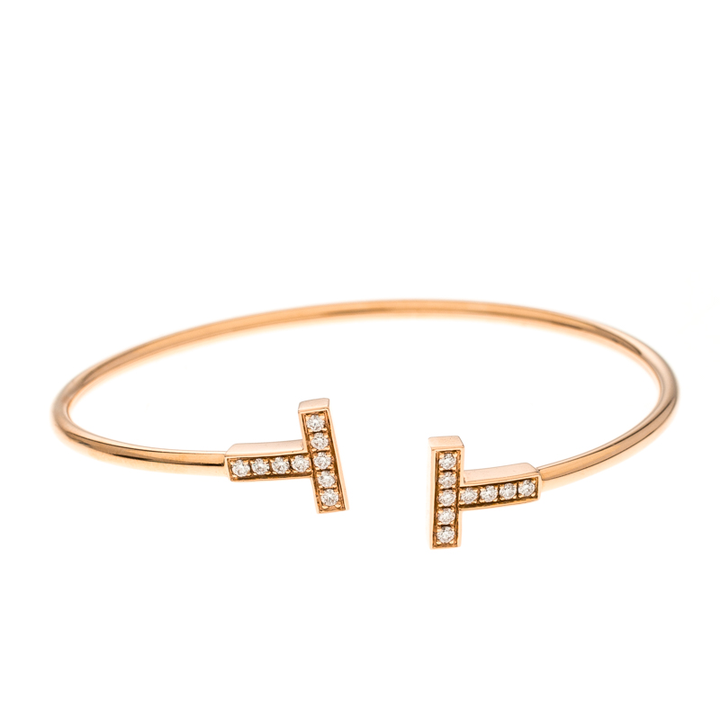 Tiffany & Co. T Wire Diamond 18k Rose Gold Bracelet - Lifestyle For Women